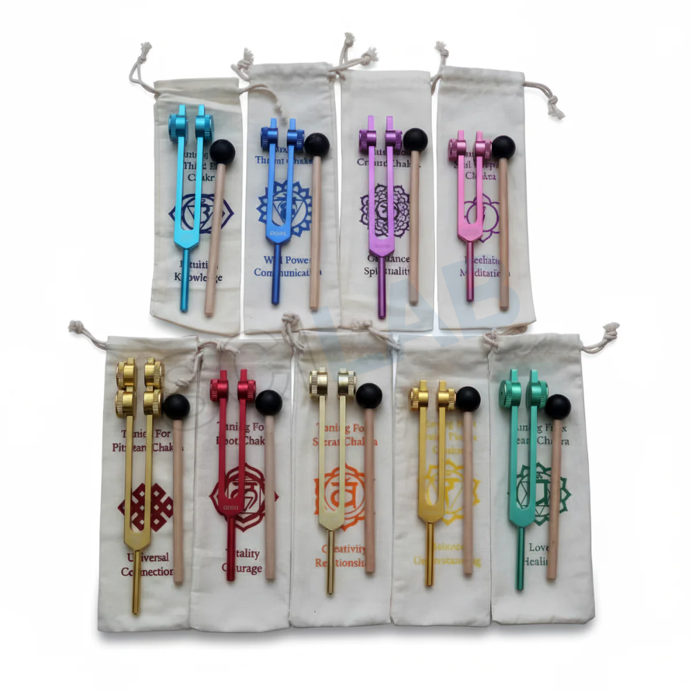 7pc Chakra Tuning Fork Set for Alignment & Sound Therapy