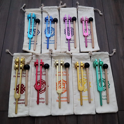 7pc Chakra Tuning Fork Set for Alignment & Sound Therapy