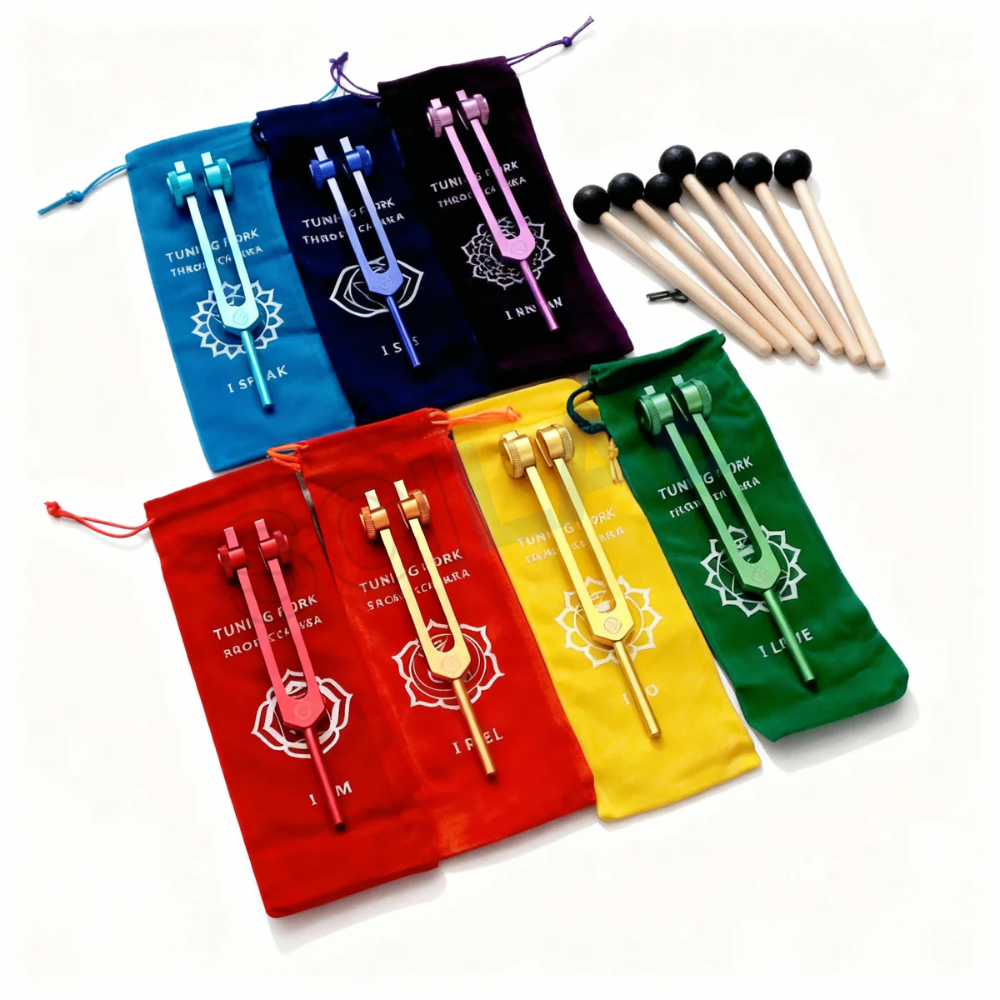 7pc Chakra Tuning Fork Set for Alignment & Sound Therapy